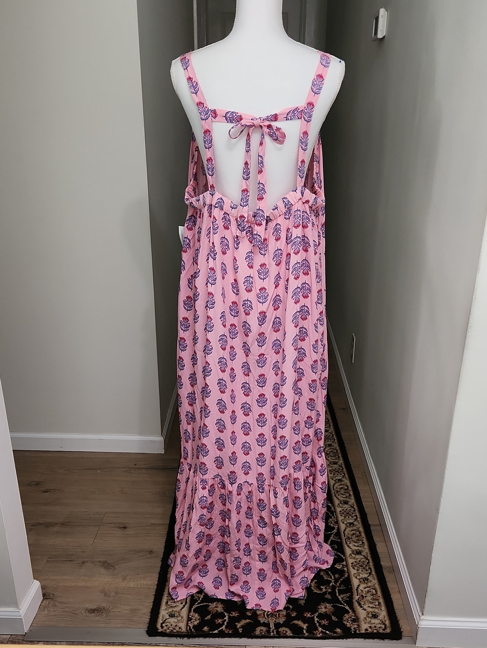 Old Navy Pink Posies Tie Back Cutout Ruffle Maxi Dress Plus Size 3X NWT - Picture 6 of 16